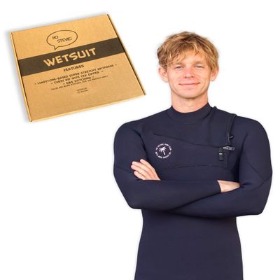 Ho Stevie! Mens Surfing Wetsuit - Chest Zip Fullsuit - Warm Superstretch 3/2mm or 4/3mm Neoprene w/GBS Seams (Black 3/2mm, XS (Extra Small))