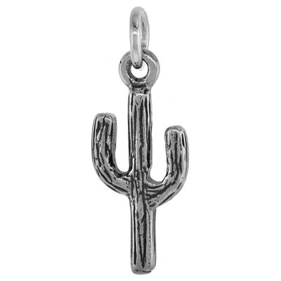 7/8 inch Sterling Silver Arizona Saguaro Cactus Necklace Diamond-Cut Oxidized finish 24 inch BX_15