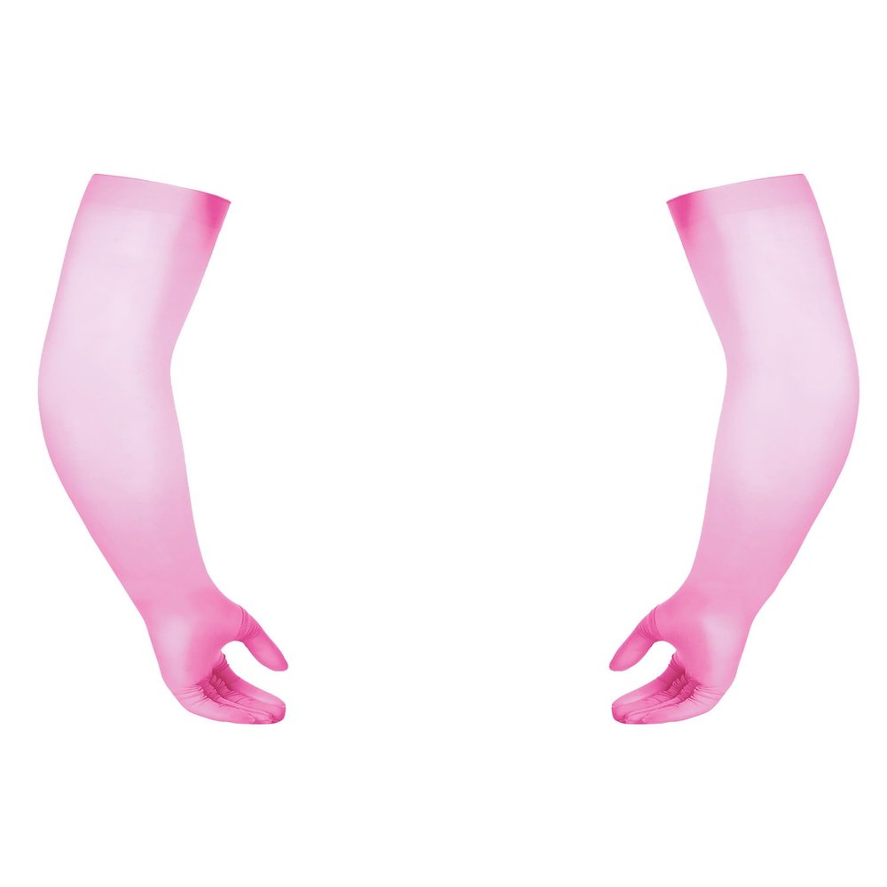 Moily Mens Ultral Thin Long Full Finger Gloves See Through Seamless Pantyhose Mittens Pink One Size