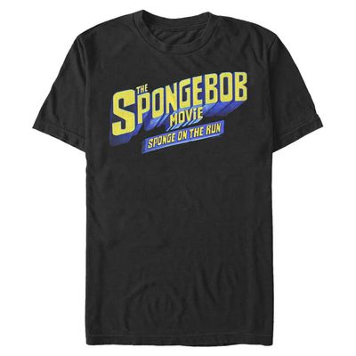 Nickelodeon Men's Big Sponge on The Run Movie Logo T-Shirt, Black, 4X-Large Tall