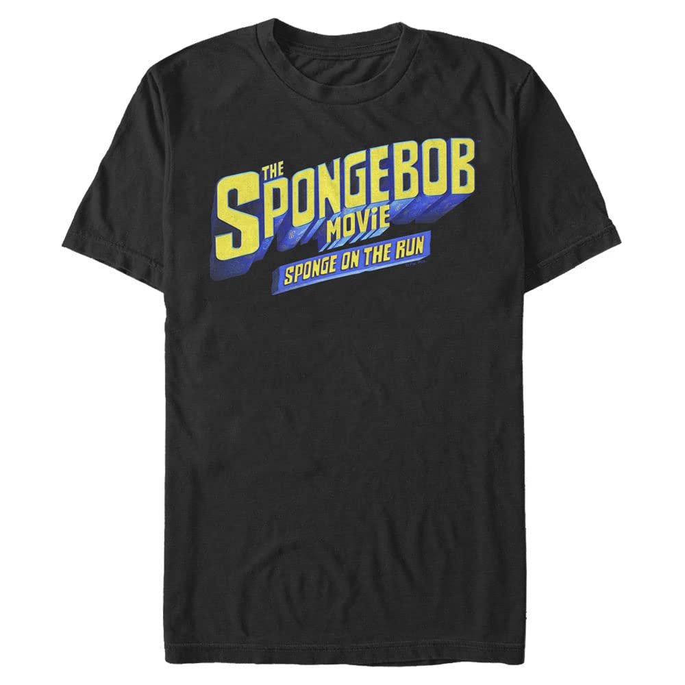Nickelodeon Men's Big Sponge on The Run Movie Logo T-Shirt, Black, 4X-Large Tall