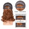 FantaLook Medium Brown Wavy 80s Mullet Hat Wig with Mustache for 4th of July Party and Halloween view 3