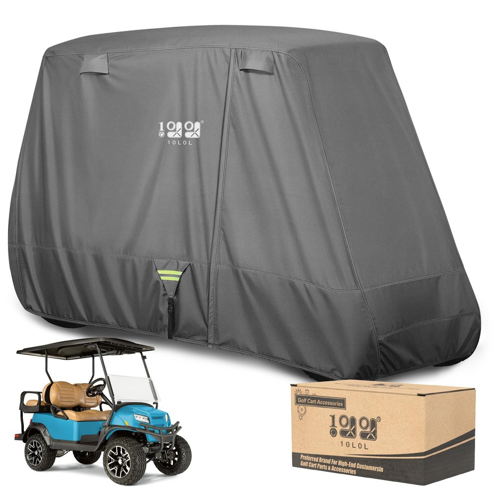10L0L 2/4/4+2 Passenger Golf Cart Cover Upgrade Extended Roof, 600D Waterproof Snowproof Windproof Sunproof Durable Full Golf Cart Covers for Yamaha,EZGO,Club Car and Other
