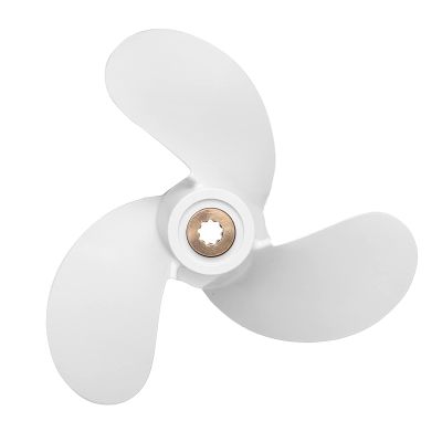 Luxuypon Auzan 7 1/4 X 6 Marine Outboard Propeller Fit For Yamaha 2.5-3HP 6L5-45943-00-EL White Propeller 9 Spline Tooth Aluminium Alloy