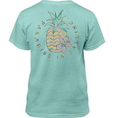 Salt Life Paradise is Calling Youth Short Sleeve Classic Fit Shirt, Aruba Blue, Small