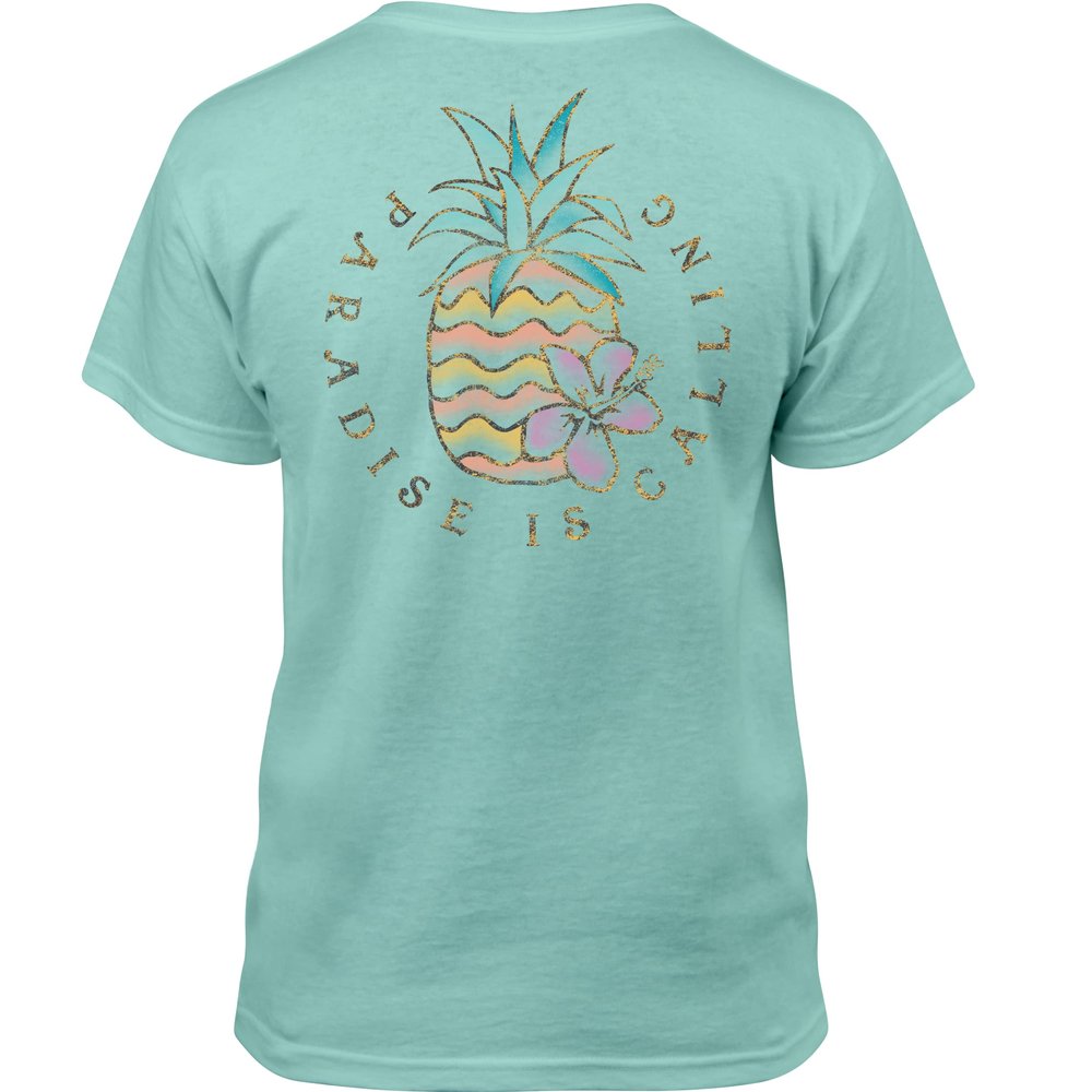 Salt Life Paradise is Calling Youth Short Sleeve Classic Fit Shirt, Aruba Blue, Small