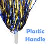 Hooshing 12PCS Pom Poms Cheerleading Blue and Gold Metallic Foil Cheer Pom Poms with Plastic Handles for Rooters Cheering Team Spirit Sports view 4