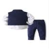 Abolai Baby Boys' 3 Piece Vest Set with White Shirt,Vest and Pant (Blue, 18-24 Months) view 2