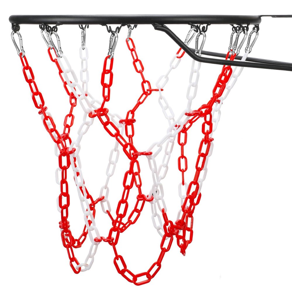 Yyiwhmy Basketball Net Replacement Heavy Duty,Resin Material, Anti-Rust Use Indoor Outdoor Standard 12-Ring Basketball HoopRed White