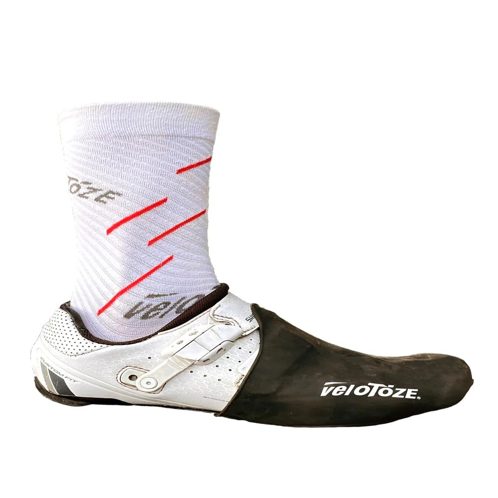 veloToze Silicone Toe Cover - Keeps feet Warm While Bike Riding in Cool, Spring Weather - for Men and Women Black One Size