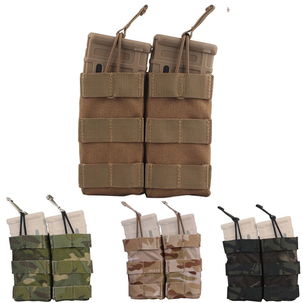 Hunting Airsoft Modular Open Top Double Magazine Pouch for 5.56 (Multicam Arid)