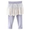Alvivi Baby Girls Leggings with Floral Lace Mesh Skirt Toddler Fake Two-Piece Footless Tights Pants Grey 4-5 Years view 1