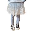 Alvivi Baby Girls Leggings with Floral Lace Mesh Skirt Toddler Fake Two-Piece Footless Tights Pants Grey 4-5 Years view 2