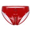 ACSUSS Women's Shiny Metallic Booty Shorts High Waist Belted Zipper Briefs Rave Dance Bottom 6# Red Large view 3