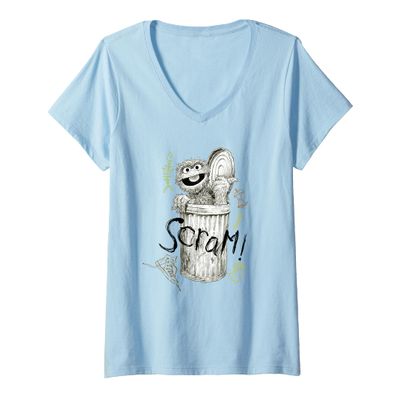 Womens Sesame Street Oscar The Grouch Scram! V-Neck T-Shirt