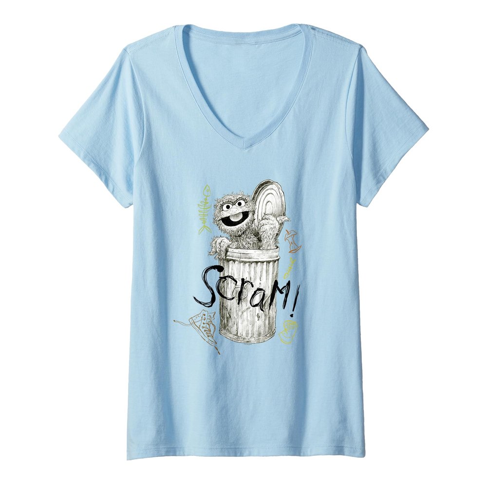 Womens Sesame Street Oscar The Grouch Scram! V-Neck T-Shirt