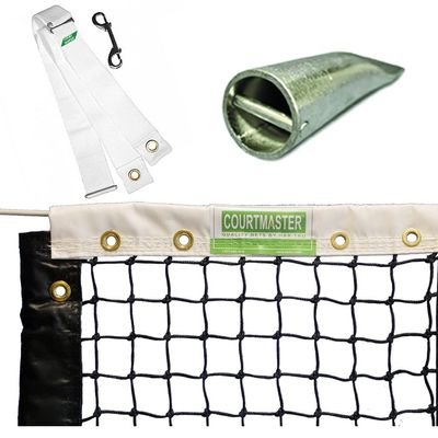 Courtmaster DHS 3.0mm Single Braided Tennis Net w Center Strap & Pipe Anchor
