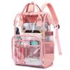 Heavy Duty Clear Backpack for Men Women, School Bag Bookbag PVC Plastic Transparent Backpacks for Boys Girls (Rose Gold) view 1