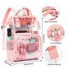 Heavy Duty Clear Backpack for Men Women, School Bag Bookbag PVC Plastic Transparent Backpacks for Boys Girls (Rose Gold) view 4