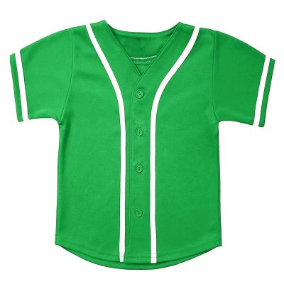 babyhealthy Kids Baseball Jersey Button Down Hip Hop Personalized Sport T Shirts Tops for Boys Girls Green