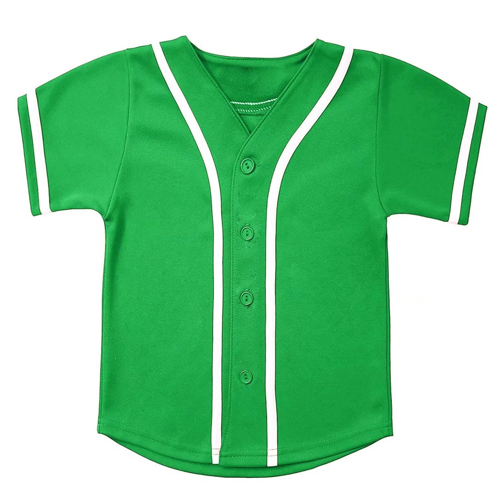 babyhealthy Kids Baseball Jersey Button Down Hip Hop Personalized Sport T Shirts Tops for Boys Girls Green