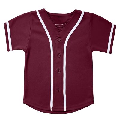 babyhealthy Kids Baseball Jersey Button Down Hip Hop Personalized Sport T Shirts Tops for Boys Girls Wine Red