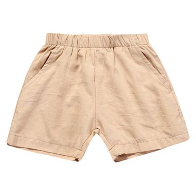Moily Toddler Baby Boys Girls Casual Shorts Solid Color Cotton Linen Unisex Shorts with Pockets Bottoms Khaki 4-5 Years