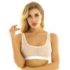 JEATHA Women's Sheer Mesh Criss Cross Bustier Crop Tops Sleeveless Mock Neck T-Shirts Blouse Vest White Strappy Medium view 1