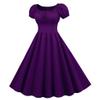 Party 50s Retro Short Swing Neck 60s Summer Sleeve Dress Vintage Women Women's Dress Fashion Women Casual (Purple, M) view 1