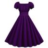 Party 50s Retro Short Swing Neck 60s Summer Sleeve Dress Vintage Women Women's Dress Fashion Women Casual (Purple, M) view 3