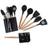 CHICIRIS 13pcs Camping Cookware Set Heat Wooden Handle Black Picnic Cookware Kit with Rack Storage Box Camping, Backpacking view 1