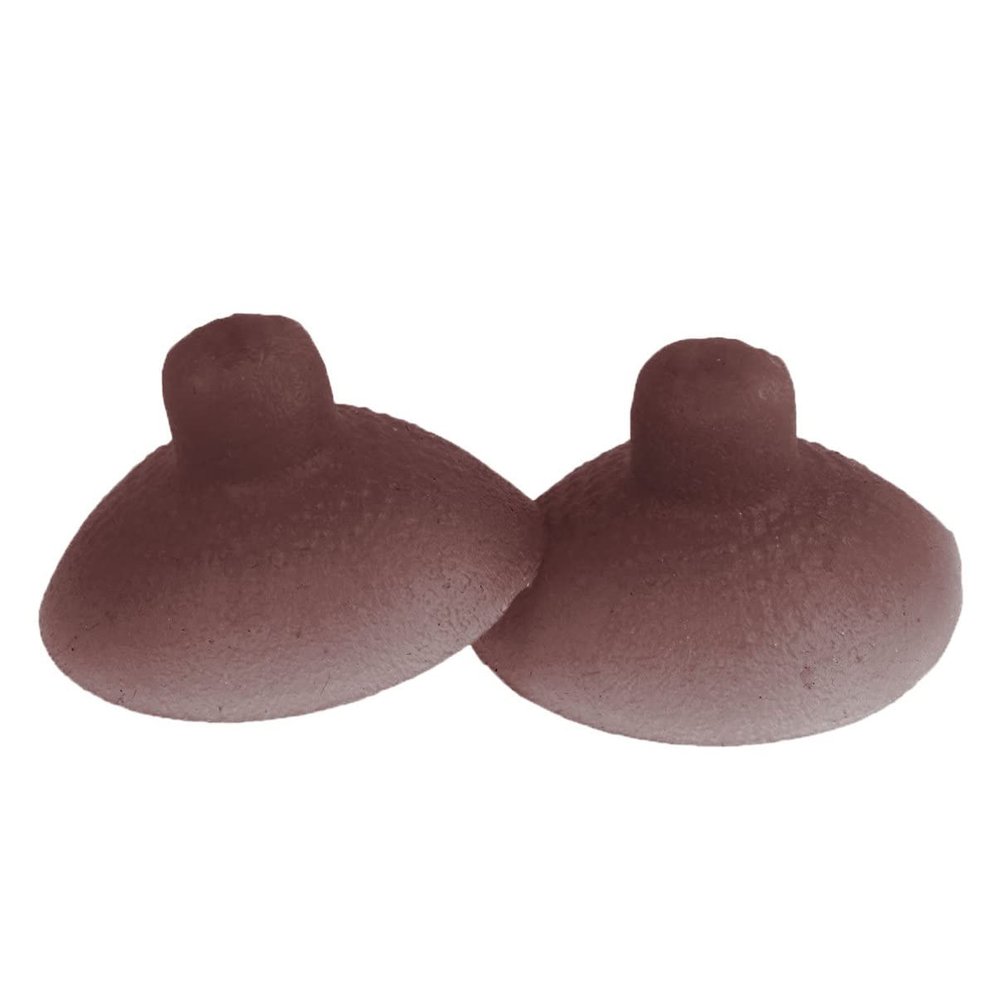 Aislor Women Nippleless Bra Sticker Covers Round Breast Petals,Silicone Nipple Covers Adhesive Invisible Pasties Brown S