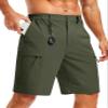 TACVASEN Mens 10" Cargo Shorts Hiking Shorts with Pockets Quick Dry Lightweight Golf Water Rsistant Workout Army Green view 1