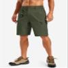 TACVASEN Mens 10" Cargo Shorts Hiking Shorts with Pockets Quick Dry Lightweight Golf Water Rsistant Workout Army Green view 2