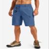 TACVASEN Mens Hiking Shorts Quick Dry Golf Cargo Lightweight Elastic Waist Travel Fishing Shorts with Pockets Blue Grey view 2