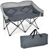 BANGTANE Loveseat Camping Chair, Double Folding Chair, Support 500 LBS, Heavy Duty for 2 Adults, Oversize Camp Seat with Storage Bags, Backrest, Padded Wide Camp Seat for Outside, Picnic, Beach (Grey) view 1
