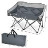 BANGTANE Loveseat Camping Chair, Double Folding Chair, Support 500 LBS, Heavy Duty for 2 Adults, Oversize Camp Seat with Storage Bags, Backrest, Padded Wide Camp Seat for Outside, Picnic, Beach (Grey) view 3