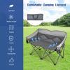 BANGTANE Loveseat Camping Chair, Double Folding Chair, Support 500 LBS, Heavy Duty for 2 Adults, Oversize Camp Seat with Storage Bags, Backrest, Padded Wide Camp Seat for Outside, Picnic, Beach (Grey) view 4