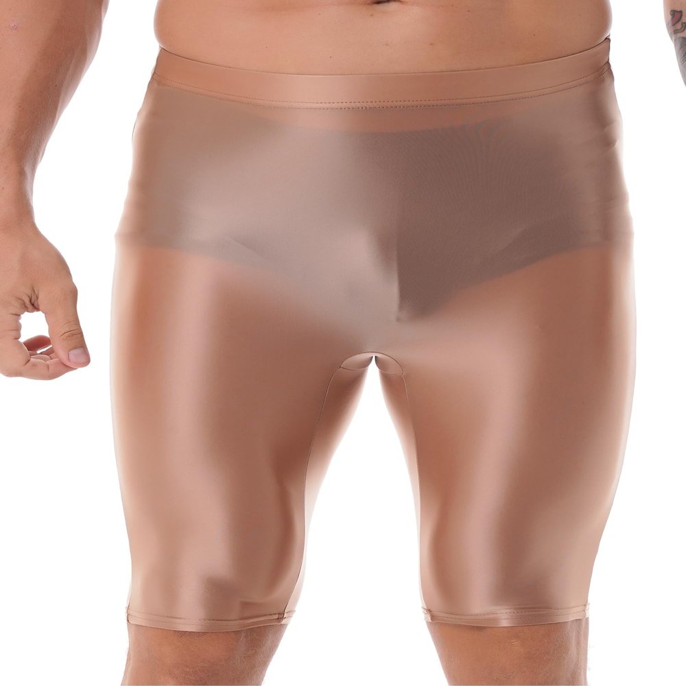 YiZYiF Men's Silky Mesh See Through Swim Trunks Compression Swim Shorts Jammers Underwear Coffee X-Large