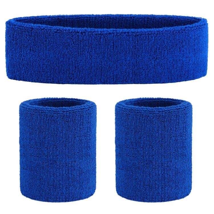 ONUPGO Grey Sweatband Set Sports Headband Wrist Striped Sweatbands Terry Cloth Wristband Athletic Exercise Basketball Wrist Sweatband and Headbands Moisture Wicking Sweat Absorbing Head Band