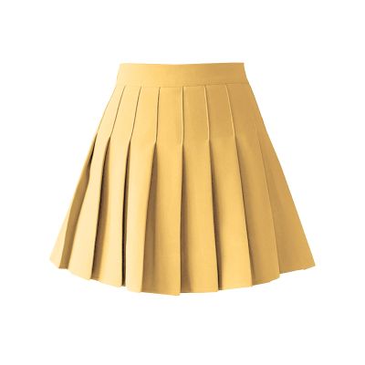 ZHANCHTONG Women's High Waist A-Line Pleated Mini Skirt Short Tennis Skirt (Khaki, L)