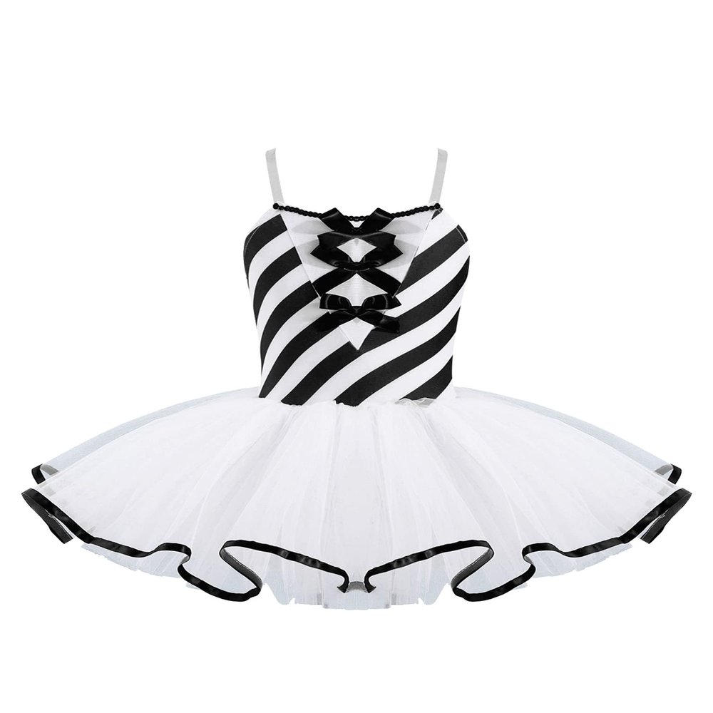 Fldy Kids Girls Halloween Christmas Dance Costumes Candy Cane Striped Tutu Dress Sleeveless Ballet Dancewear Black 10 Years