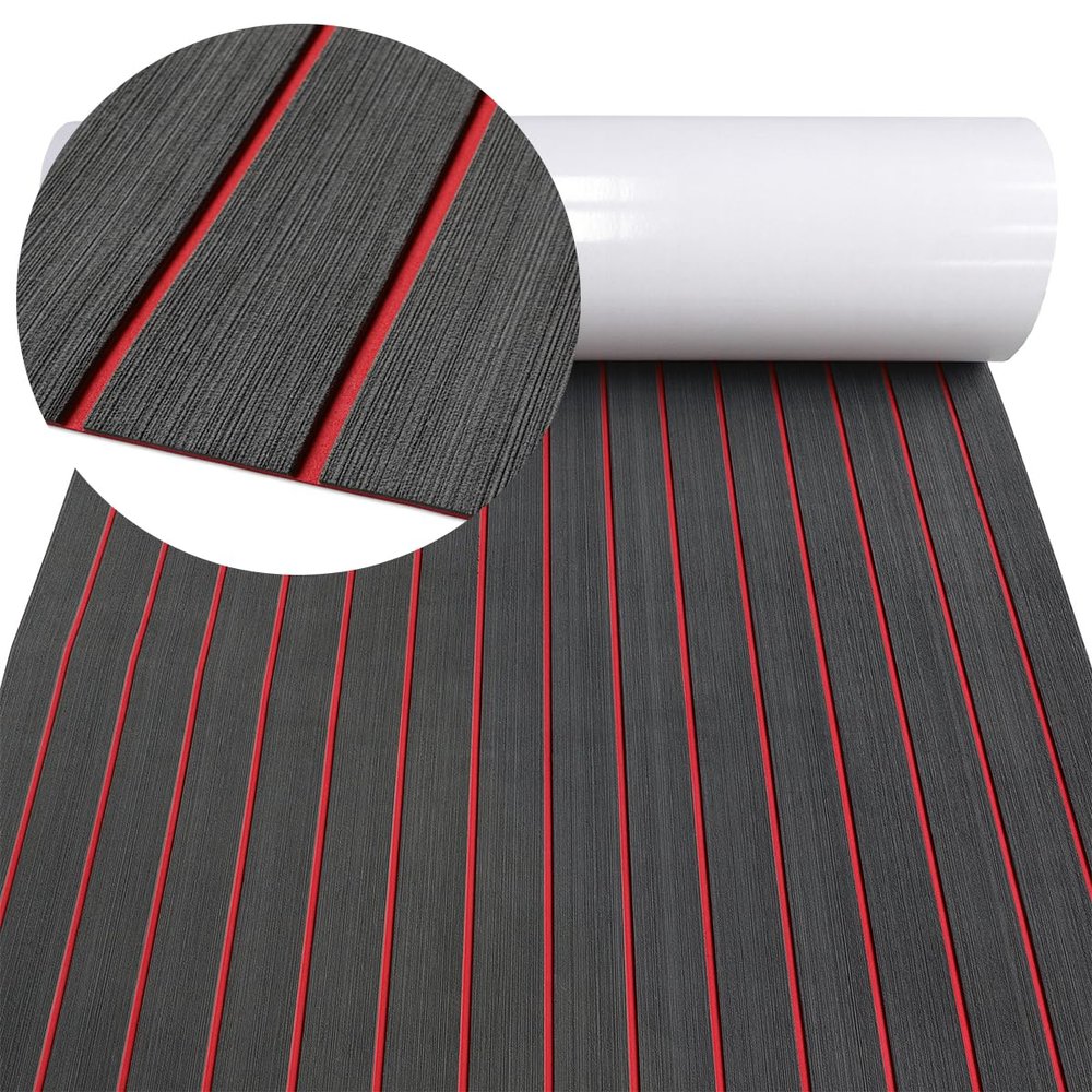 HZCHIONE EVA Foam Boat Flooring Decking 94x16in Faux Teak Boat Deck Marine Carpet Boat Floor Non-Slip Self-Adhesive Foam Boat Floor Mat Rolls Sheet for Motorboat RV Yacht Kayak Deck Helm Pad