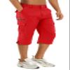 TACVASEN Mens Casual Shorts 3/4 Capri Pants Cargo Lightweight 7 Pockets Hiking Long Shorts Elastic Waist Quick Dry Summer Tomato Red view 1