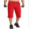 TACVASEN Mens Casual Shorts 3/4 Capri Pants Cargo Lightweight 7 Pockets Hiking Long Shorts Elastic Waist Quick Dry Summer Tomato Red view 2