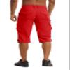 TACVASEN Mens Casual Shorts 3/4 Capri Pants Cargo Lightweight 7 Pockets Hiking Long Shorts Elastic Waist Quick Dry Summer Tomato Red view 3