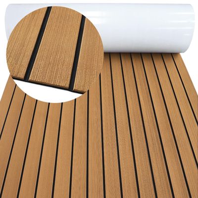 HZCHIONE Boat Flooring 94x16, EVA Foam Boat Decking Faux Teak Marine Carpet Boat Floor Non-Slip Self-Adhesive Foam Boat Floor Mat Rolls Sheet for Motorboat RV Yacht Kayak Deck Helm Pad