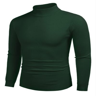 COOFANDY Men's Slim Fit Mock Turtleneck Pullover Sweater Casual Basic Knitted Thermal Sweaters Forest Green