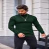 COOFANDY Men's Slim Fit Mock Turtleneck Pullover Sweater Casual Basic Knitted Thermal Sweaters Forest Green view 2