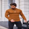 COOFANDY Men's Slim Fit Mock Turtleneck Pullover Sweater Casual Basic Knitted Thermal Sweaters Brown view 2